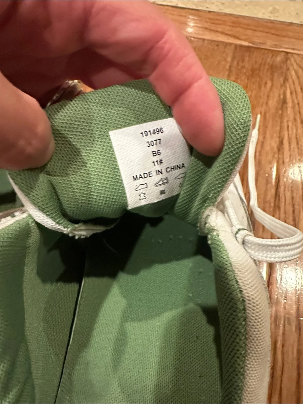 Lands' End Men's White Leather Sneakers with Green Trim